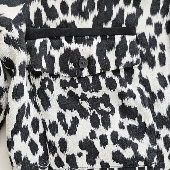 ZARA Size Small Women's Black White Animal Leopard Print Button Down Shirt - Picture 10 of 10
